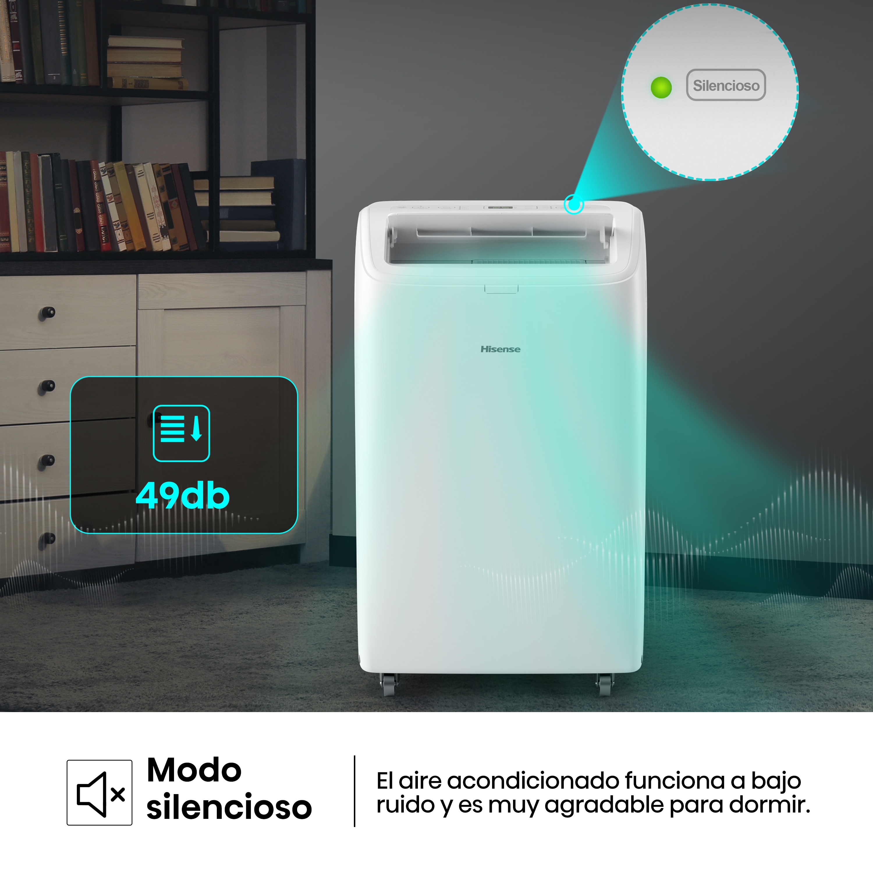 Aire acondicionado portátil Hisense con 3010 frig/h, WiFi - APC12QC Blanco-7