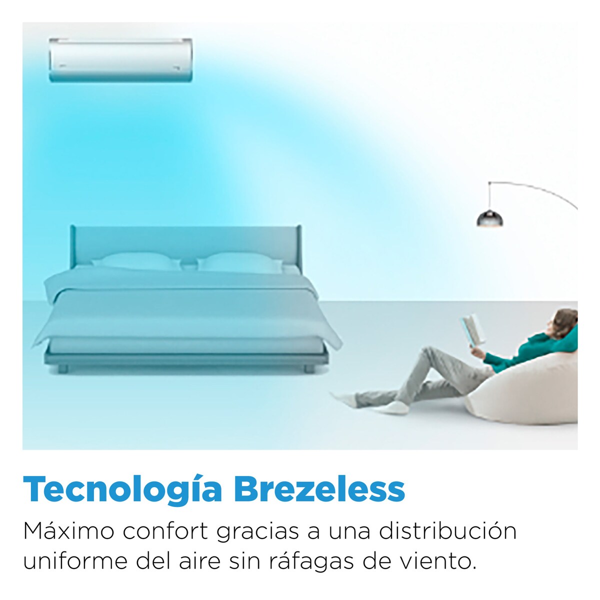 Aire acondicionado Split 1x1 Midea Inverter con 3.027 frig/h + 3.277 kcal/h, WIFI  - Breezeless E-35 Blanco-8