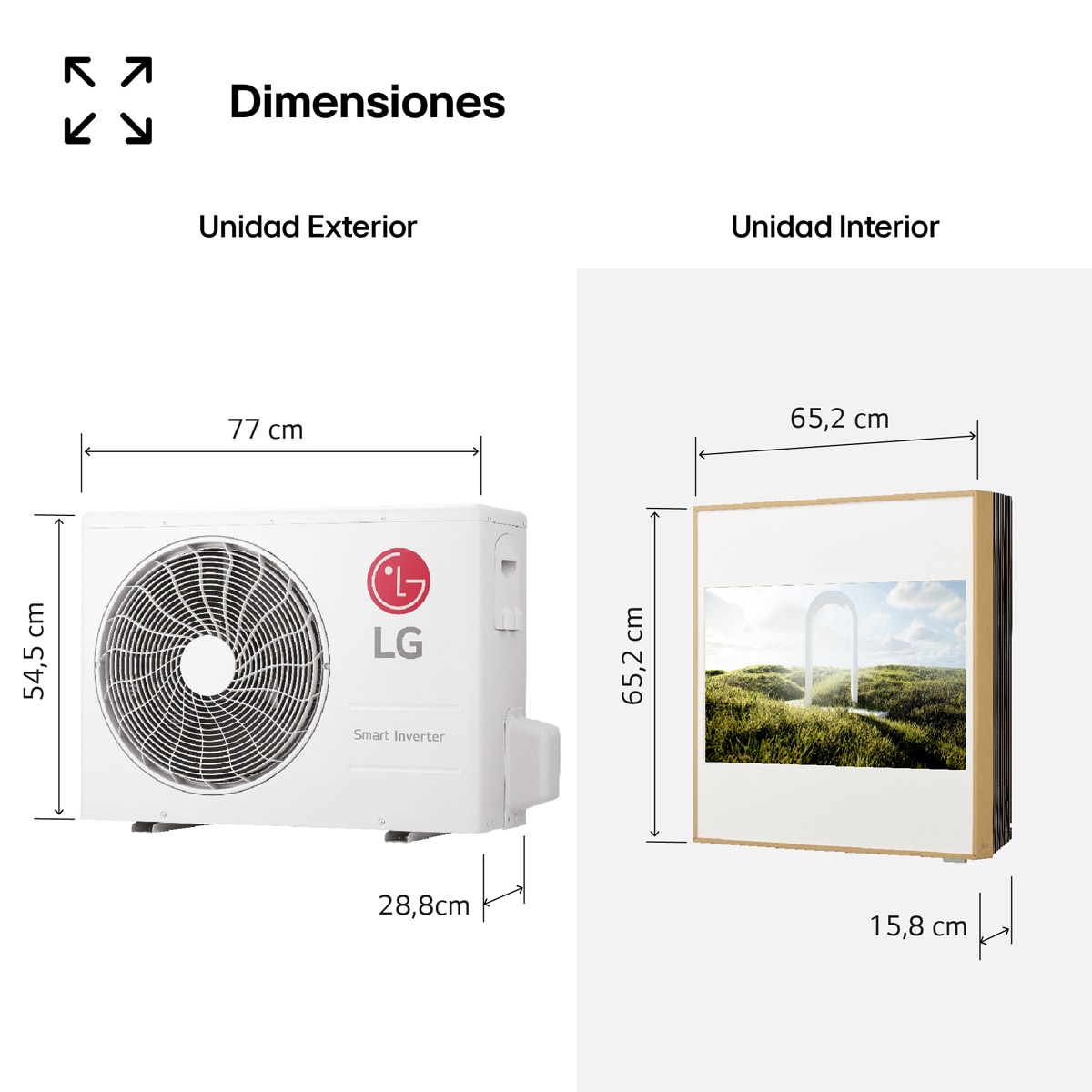 Aire acondicionado Split 1x1 LG Inverter con 2150 frig/h y 2838 kcal/h - ArtCool Gallery LCD Madera-2