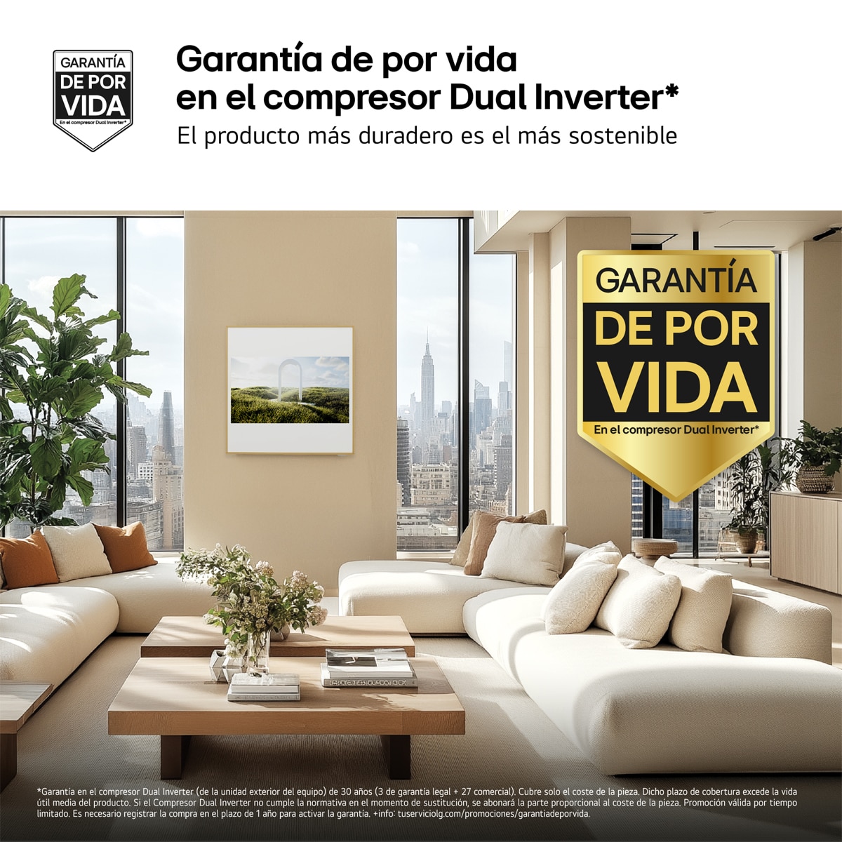 Aire acondicionado Split 1x1 LG Inverter con 3010 frig/h y 3612 kcal/h - ArtCool Gallery LCD Madera-5