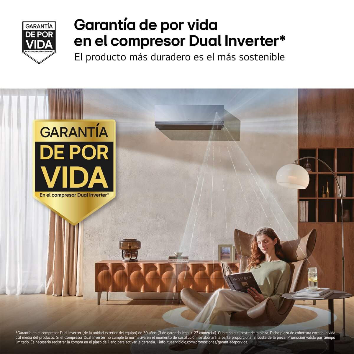 Aire acondicionado Split 1x1 LG Inverter con 2.150 frig/h y 2.752 kcal/h, WiFi - MIRROR09X.SET Antracita espejo-5