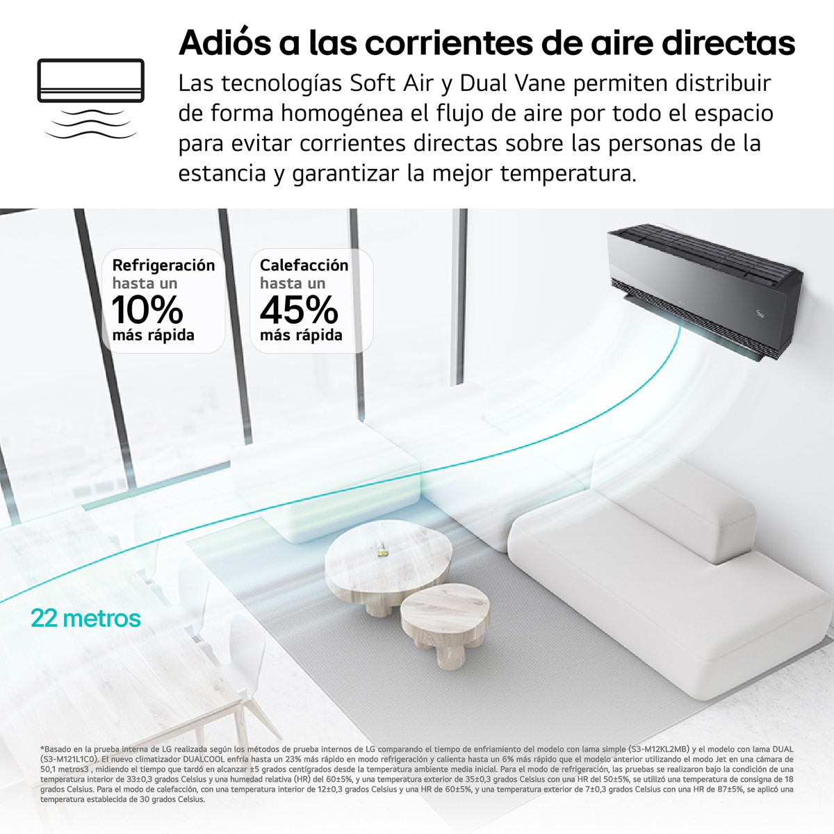 Aire acondicionado Split 1x1 LG Inverter con 2.150 frig/h y 2.752 kcal/h, WiFi - MIRROR09X.SET Antracita espejo-6