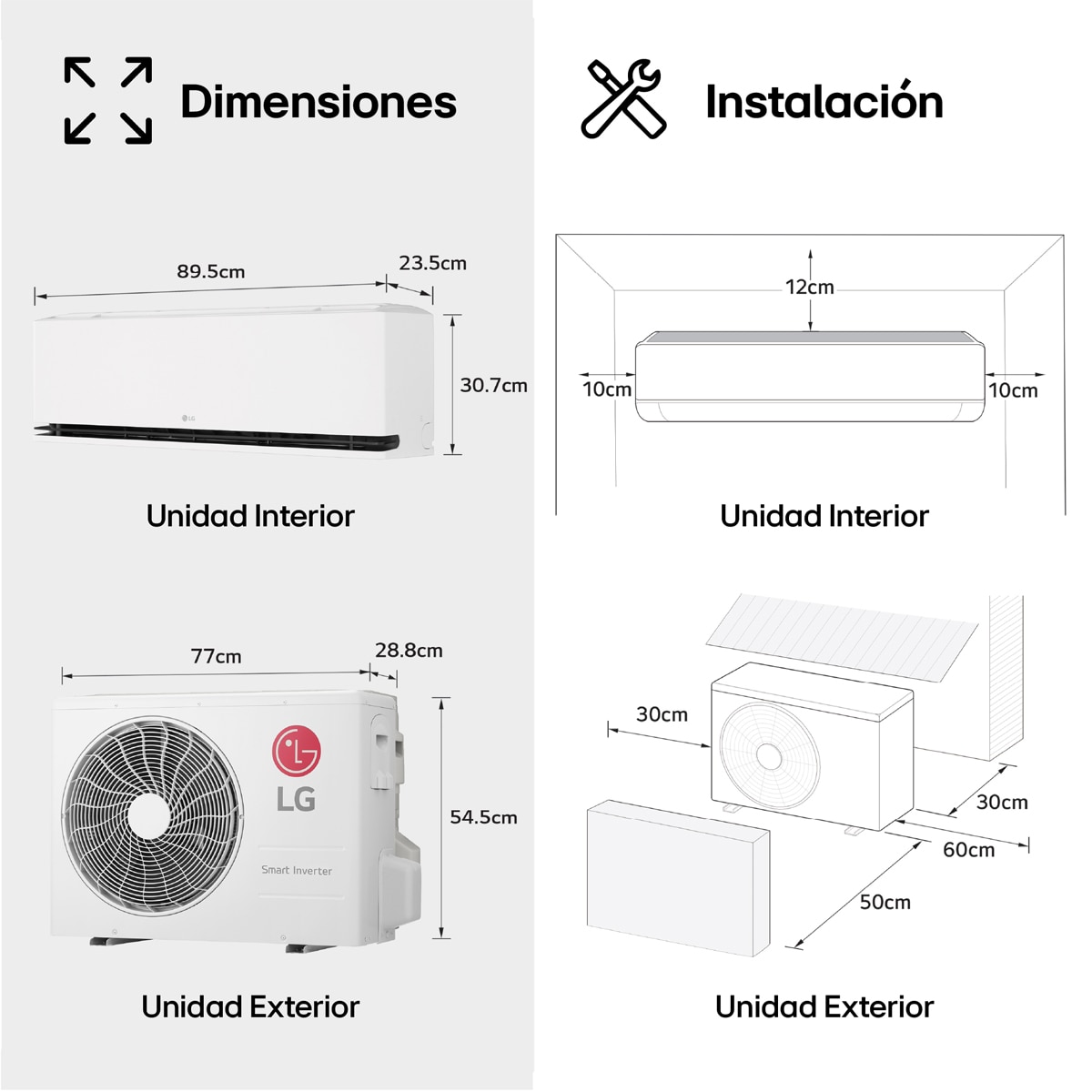 Aire acondicionado Split 1x1 LG Inverter con 3.010 frig/h y 3.440 kcal/h, WiFi - MAGNA12LX.SET Blanco-2
