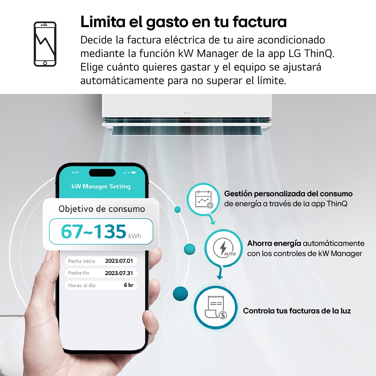 Aire acondicionado Split 1x1 LG Inverter con 3.010 frig/h y 3.440 kcal/h, WiFi - MAGNA12LX.SET Blanco-8