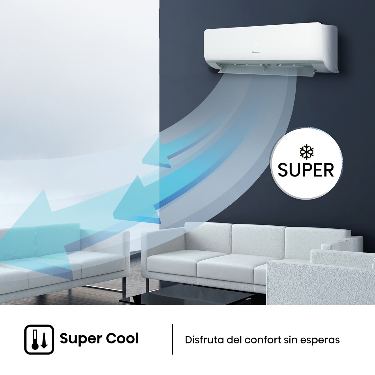 Aire acondicionado Split 1x1 Hisense Inverter con 4300 frig/h 4299 kcal/h, WiFi - KC50XS1G Blanco-10