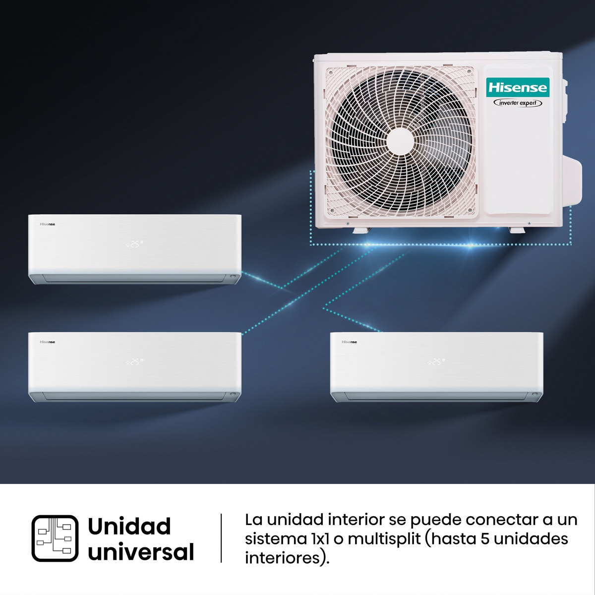 Aire acondicionado Split 1x1 Hisense Inverter con 2236 frig/h y 2408 kcal/h WiFi - QH25XV4A Blanco-12