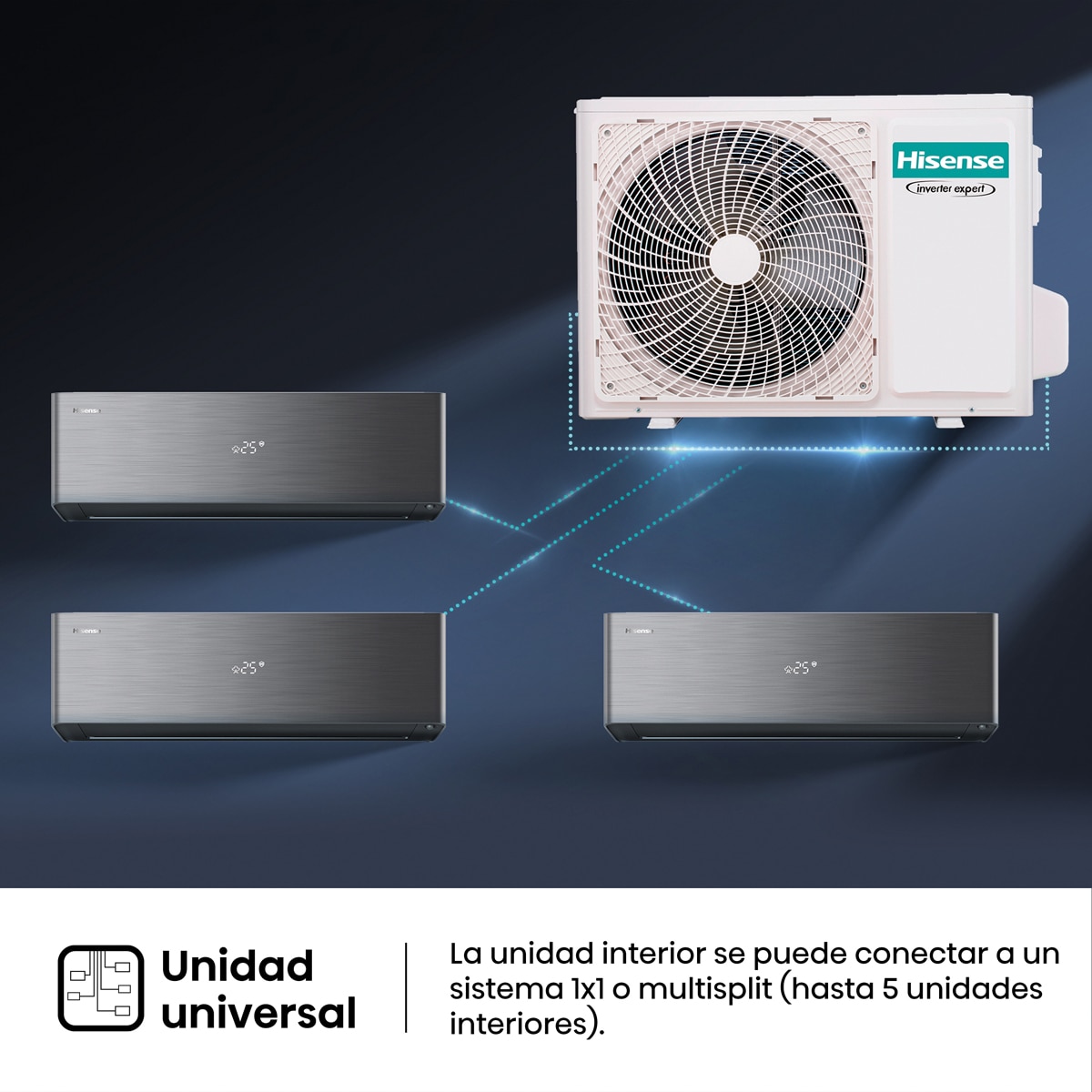 Aire acondicionado Split 1x1 Hisense Inverter con 3010 frig/h y 3354 kcal/h WiFi - QH35XV4B Negro-12