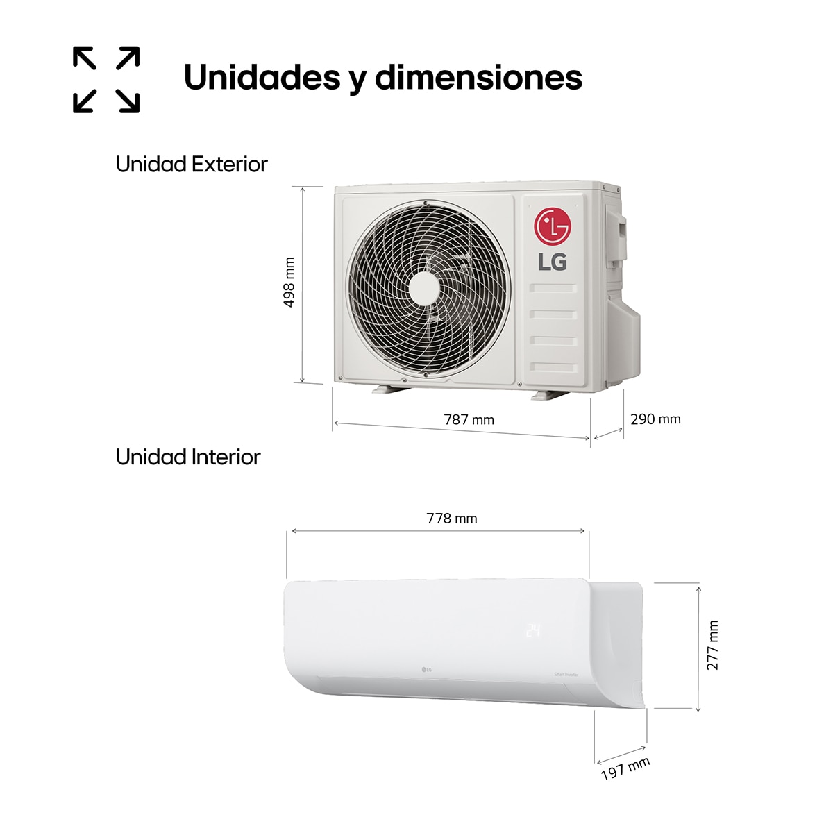 Aire acondicionado Split 1x1 LG Inverter  3010 Frig  y  3.268 Kcal, Wifi - LGSTART12Z.SET Blanco-2
