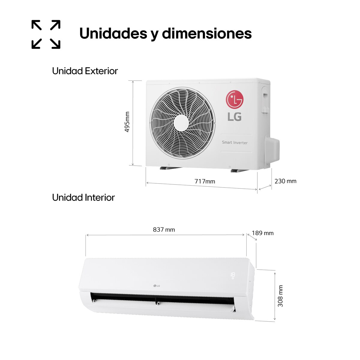 Aire acondicionado Split 1x1 LG Inverter 2.125  Frig  y  2.408 Kcal, Wifi - REPLACE09Z.SET Blanco-2