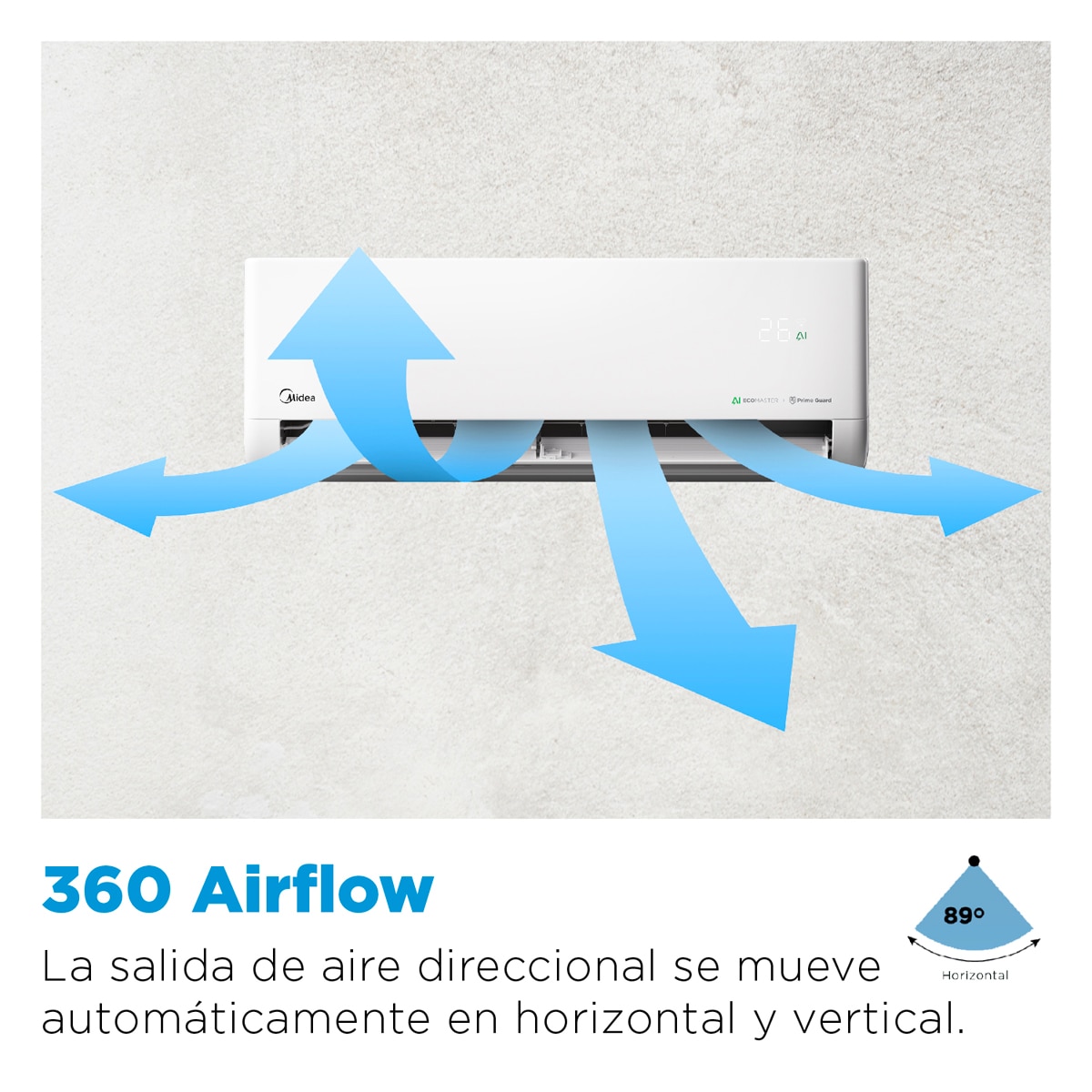 Aire acondicionado Split 1x1 Midea Inverter con 2236 Frig/h + 2494 Kcal/h - LITE IA 26(09)N8 Blanco-6