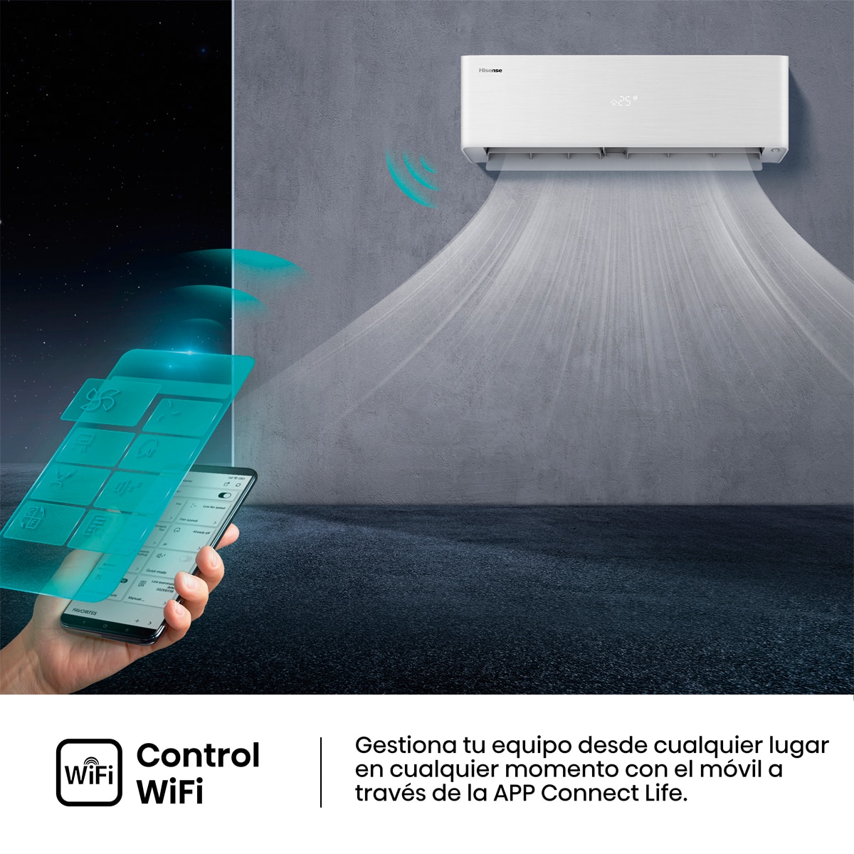 Aire acondicionado Split 1x1 Hisense Inverter con 4300 frig/h y 4299 kcal/h WiFi - QH50BV0A Blanco-5