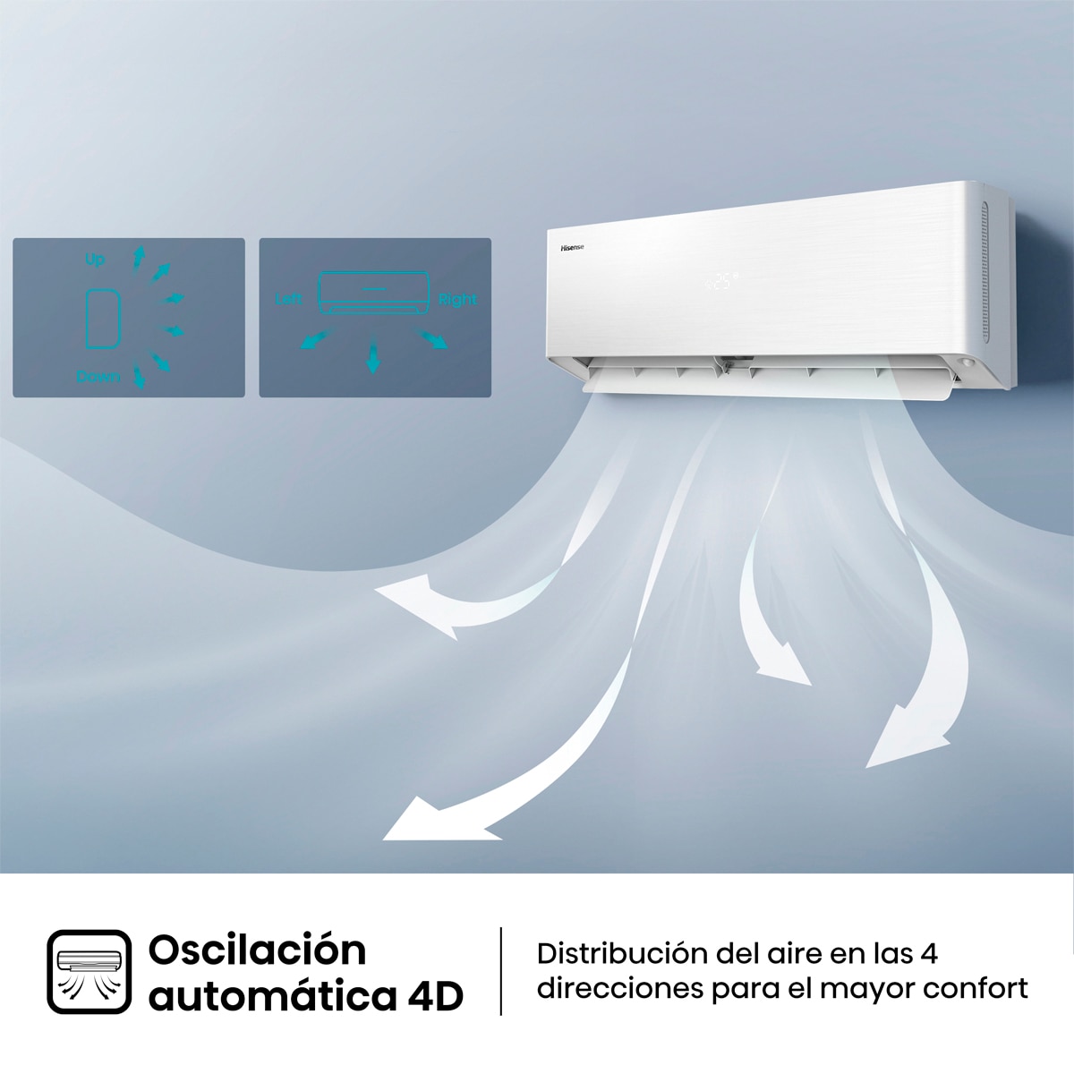 Aire acondicionado Split 1x1 Hisense Inverter con 4300 frig/h y 4299 kcal/h WiFi - QH50BV0A Blanco-9