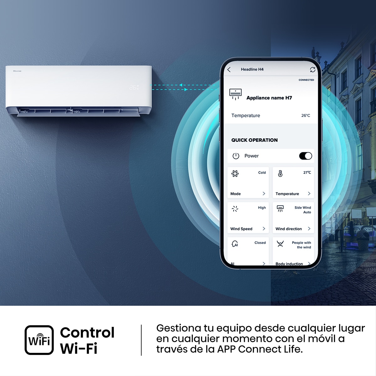 Aire acondicionado Multisplit 2x1 Hisense Inverter con 2.236 frig/h y 2.236 frig/h WiFi - 2AMW42HB99A Blanco-5