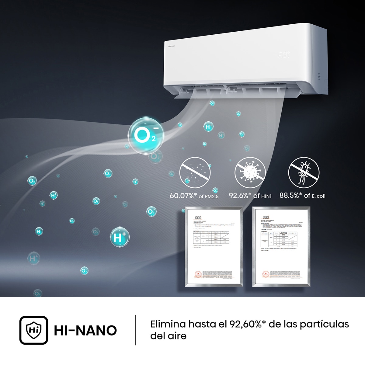 Aire acondicionado Multisplit 2x1 Hisense Inverter con 2.236 frig/h y 2.236 frig/h WiFi - 2AMW42HB99A Blanco-8