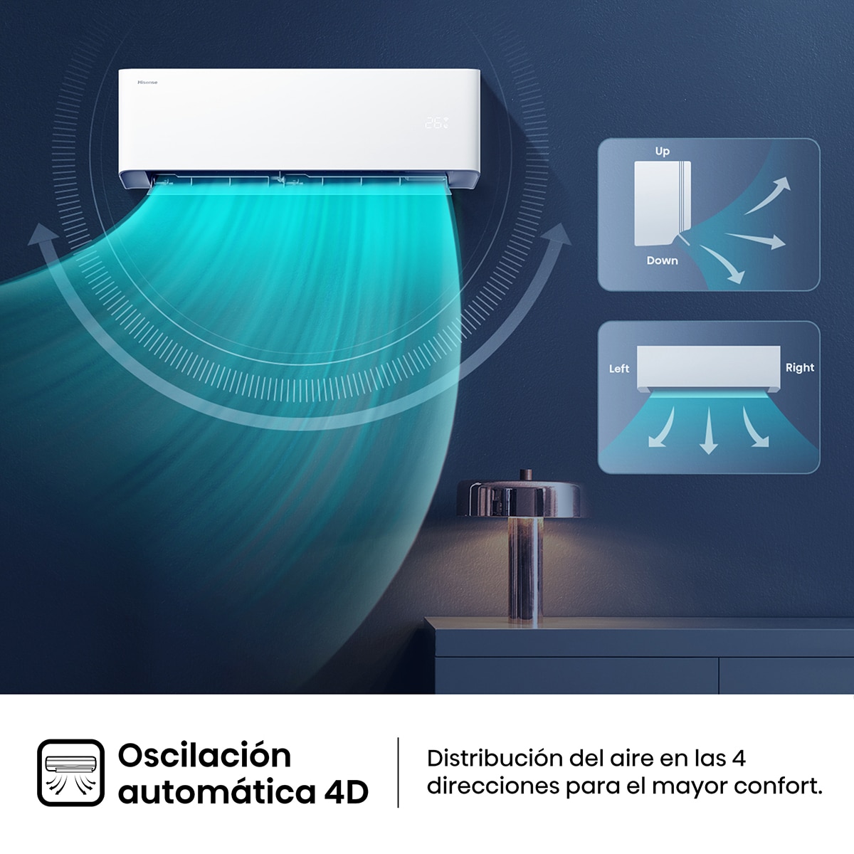 Aire acondicionado Multisplit 2x1 Hisense Inverter con 2.236 frig/h y 2.236 frig/h WiFi - 2AMW42HB99A Blanco-9
