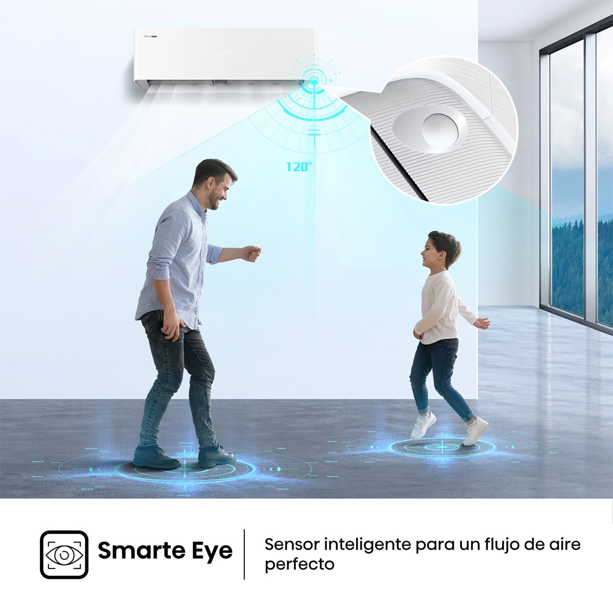 Aire acondicionado Multisplit 2x1 Hisense Inverter con 2.236 frig/h y 3.010 frig/h WiFi - 2AMW52QH912AB Blanco / Negro-9