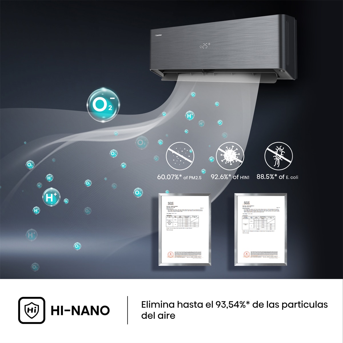 Aire acondicionado Multisplit 2x1 Hisense Inverter con 2.236 frig/h y 3.010 frig/h WiFi - 2AMW52QH912AB Blanco / Negro-11