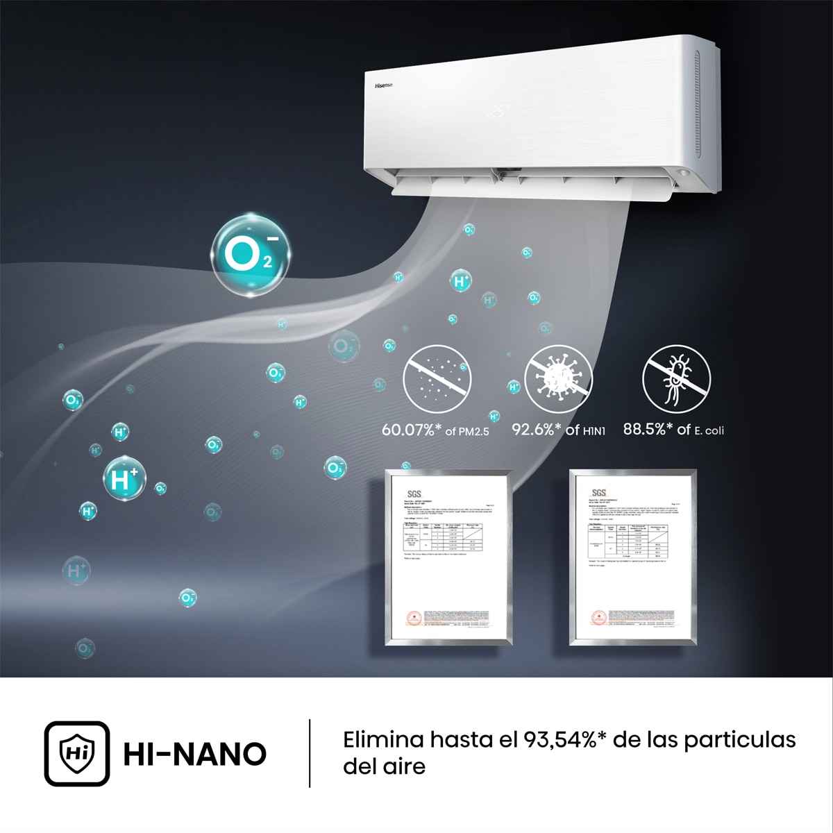 Aire acondicionado Multisplit 2x1 Hisense Inverter con 2.236 frig/h y 3.010 frig/h WiFi - 2AMW52QH912AO Blanco-11