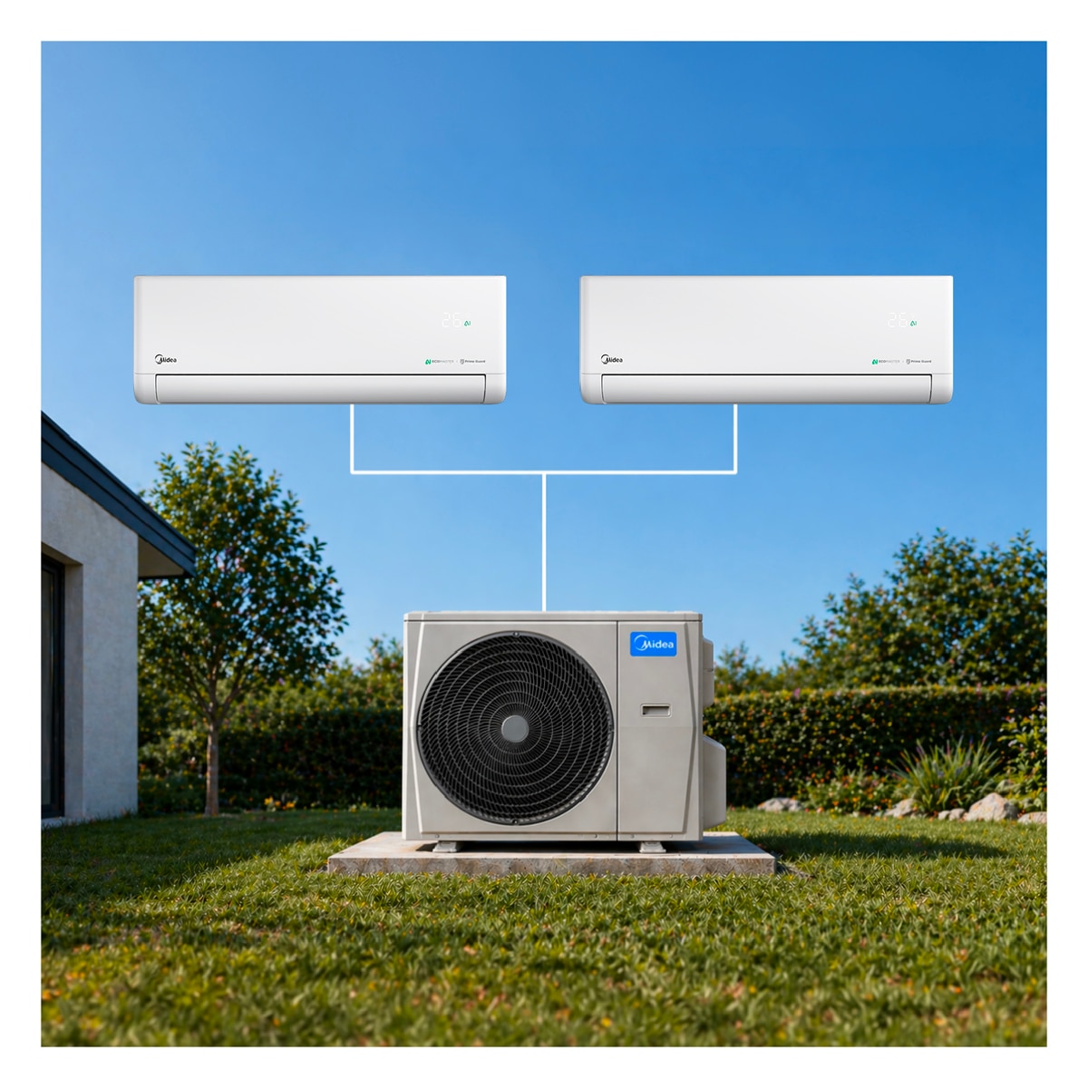 Aire acondicionado Multisplit 2x1 Midea Inverter con 2262  frig/h + 2262  frig/h - 2X1 4,2KW Sols Blanco-5