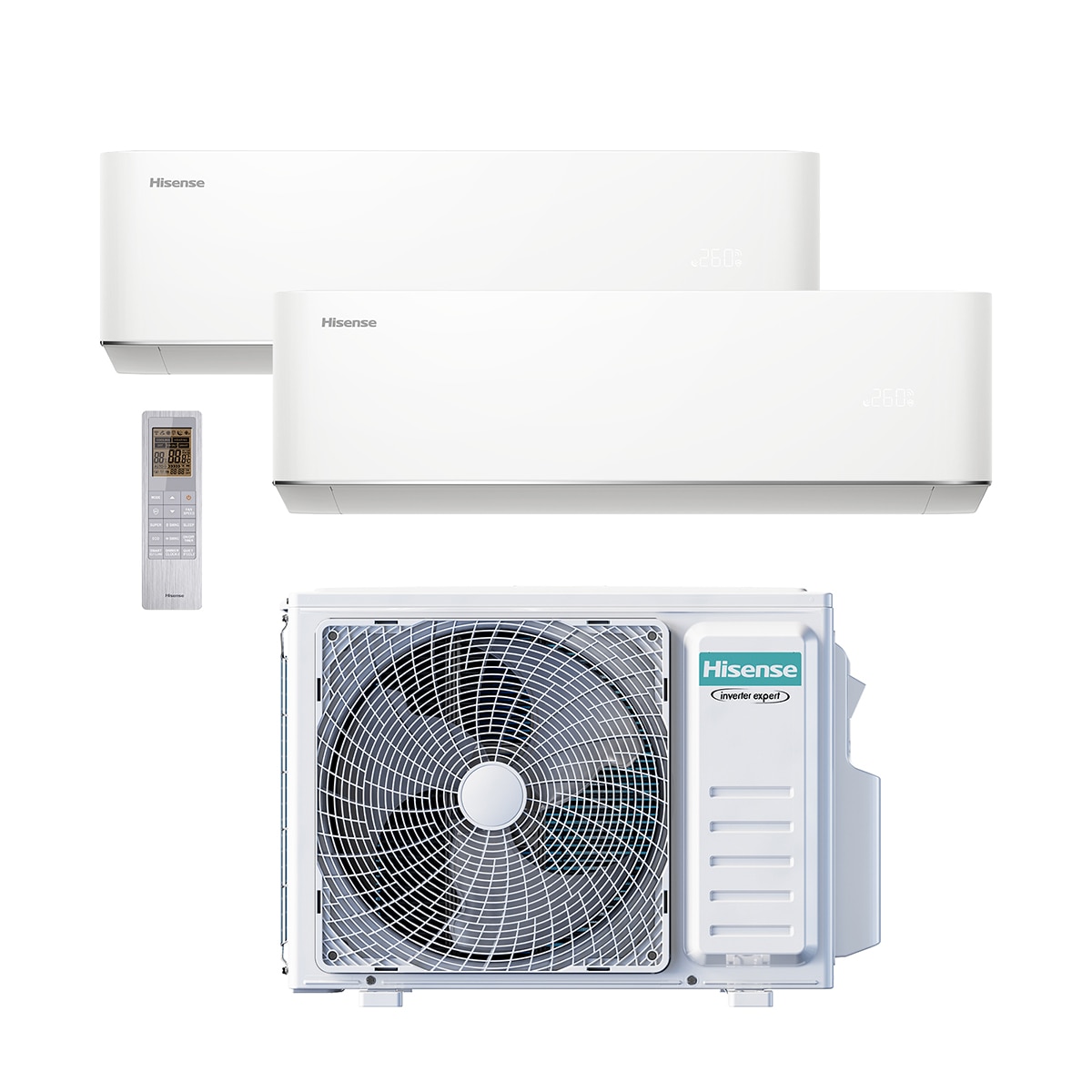 Aire acondicionado multisplit 2x1 Hisense Inverter con 2236 frig/h + 2236 frig/h - WIFI - 2AMW42HC99 Blanco-2