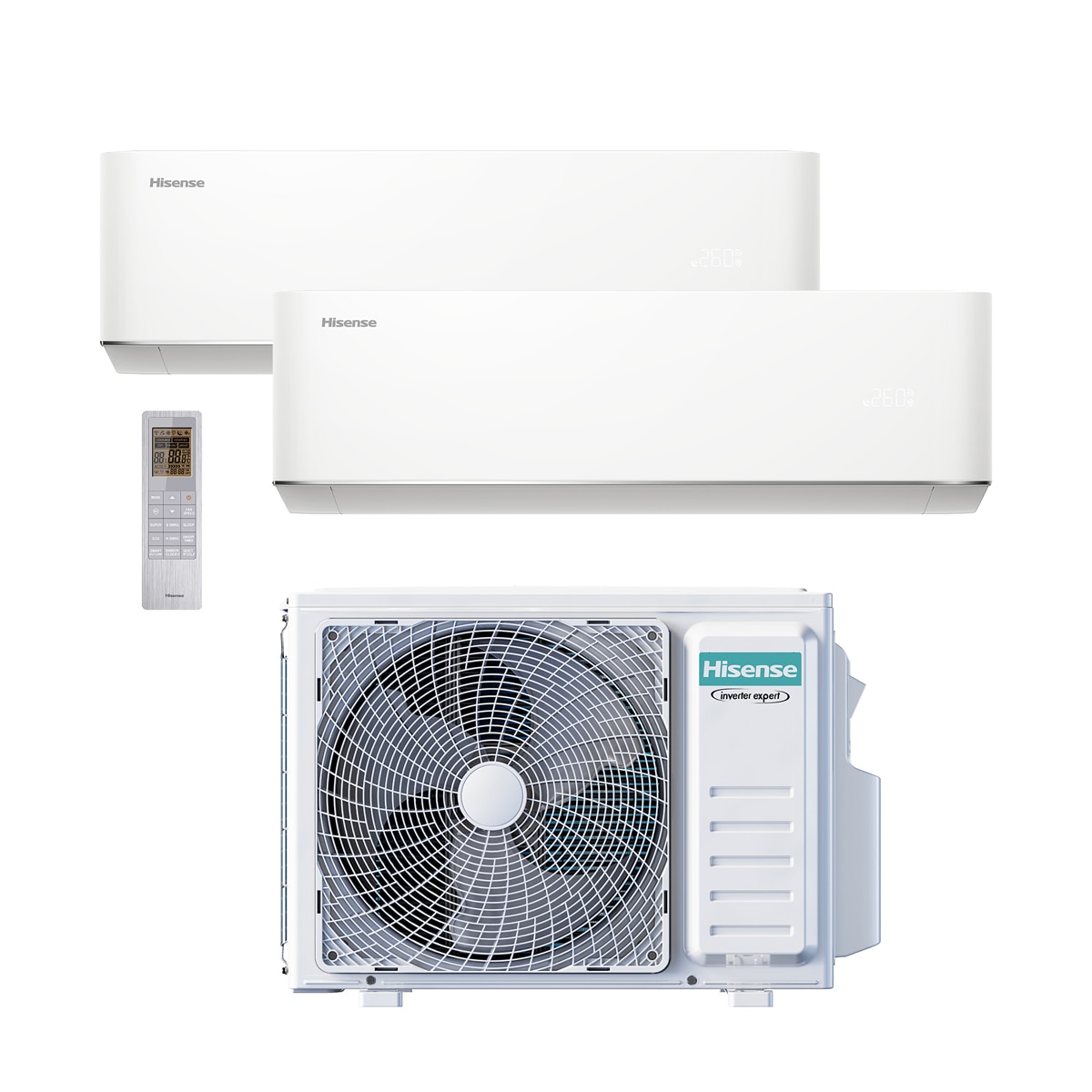 Aire acondicionado multisplit 2x1 Hisense Inverter con 2236 frig/h + 3010 frig/h- WIFI - 2AMW42HC912 Blanco-2