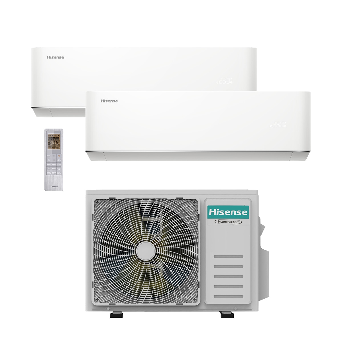 Aire acondicionado multisplit 2x1 Hisense Inverter con 2236 frig/h + 2236 frig/h - WIFI - 2AMW52HC99 Blanco-2