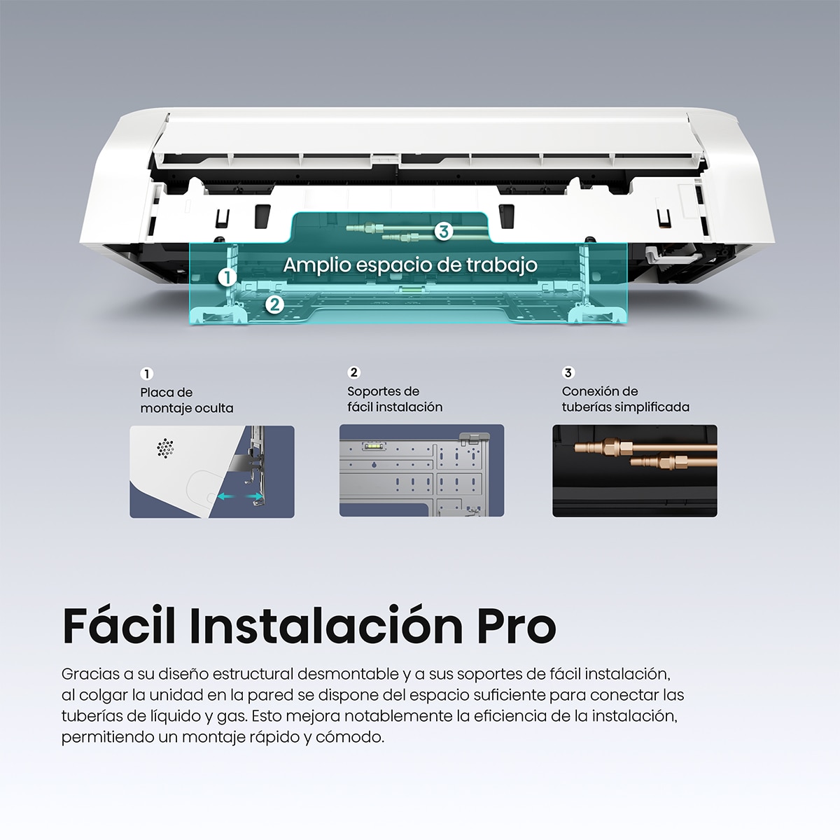Aire acondicionado multisplit 2x1 Hisense Inverter con 2236 frig/h + 3010 frig/h- WIFI - 2AMW52HC212 Blanco-4