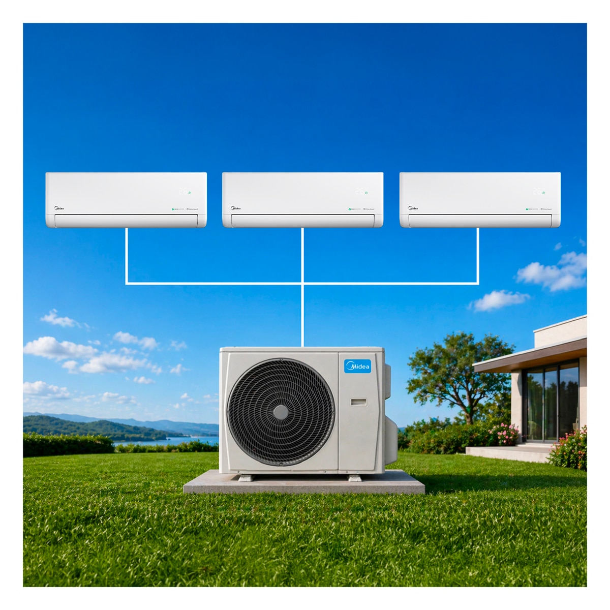 Aire acondicionado Multisplit 3x1 Midea Inverter con 2262  frig/h + 2262  frig/h + 3027  frig/h - 3X1 6,3KW Sols Blanco-5