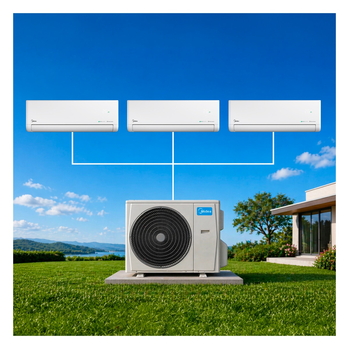 Aire acondicionado Multisplit 3x1 Midea Inverter con 2262  frig/h + 2262  frig/h + 3027  frig/h - 3X1 7,8KW Sols Blanco-5