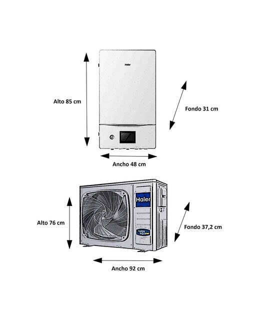 Aerotermo Split Haier con bomba de calor - SUPER AQUA S6 Blanco-2
