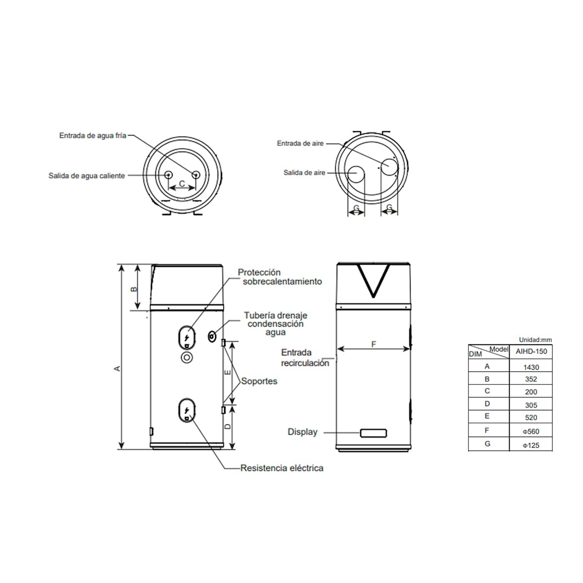 Bomba de calor ACS Daitsu Heatank V4 AIHD 150L Blanco-2