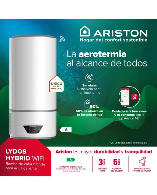Aerotermo Ariston 100 litros WiFi  - LYDOS HYB. 100L 9