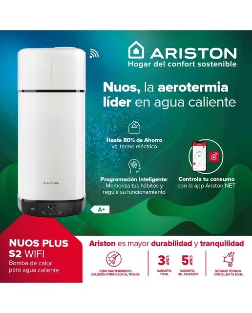 Aerotermo Ariston 100 litros WiFi - NUOS P.S2 110WH 8