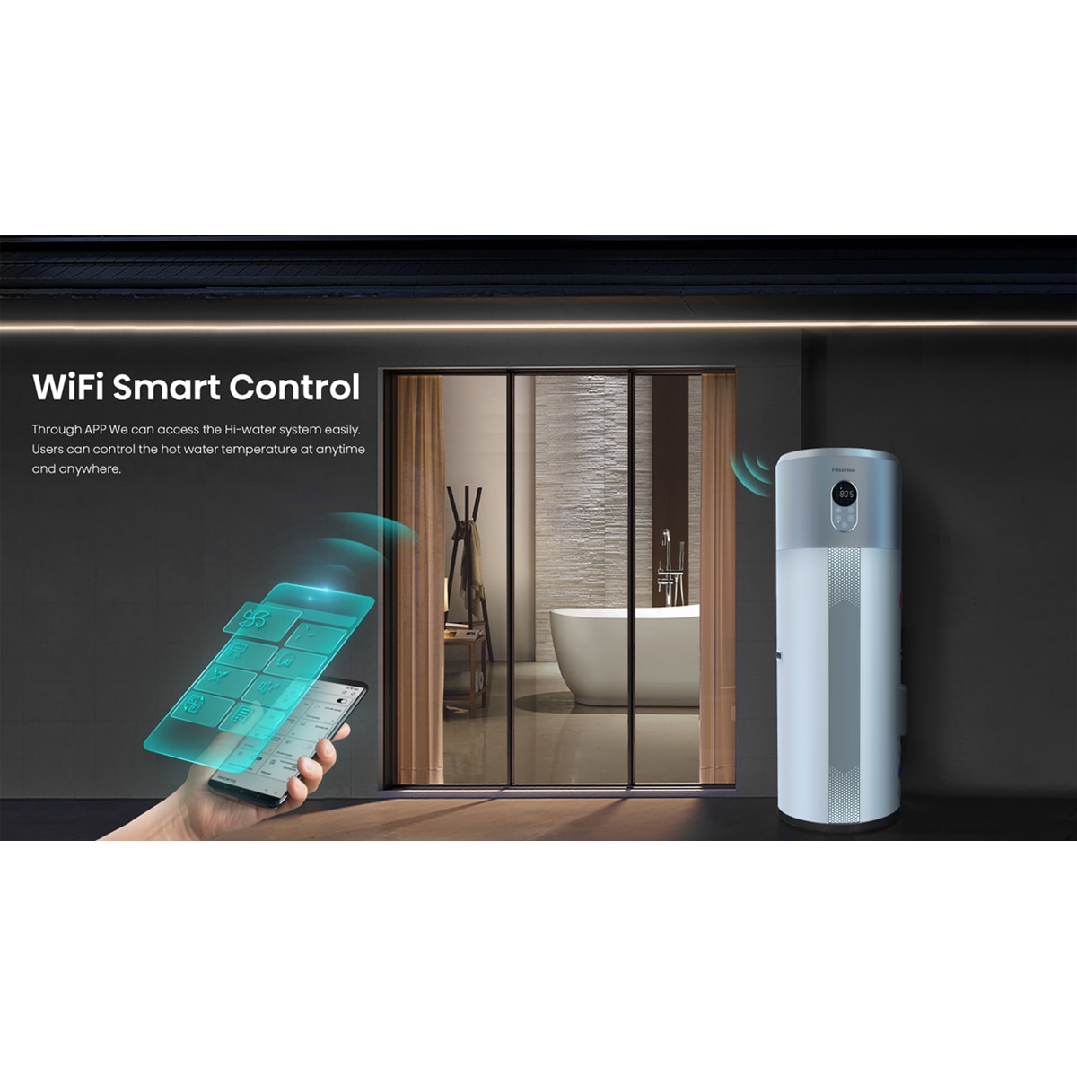 Aerotermo Hisense 200 litros WiFi - HI-WATER 200L R290 Blanco-11