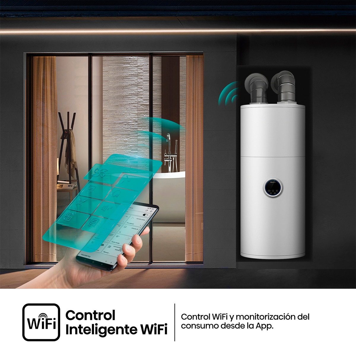 Aerotermo Hisense, 100 Litros, R290, con wifi integrado - AH-100NH4GFB00 5