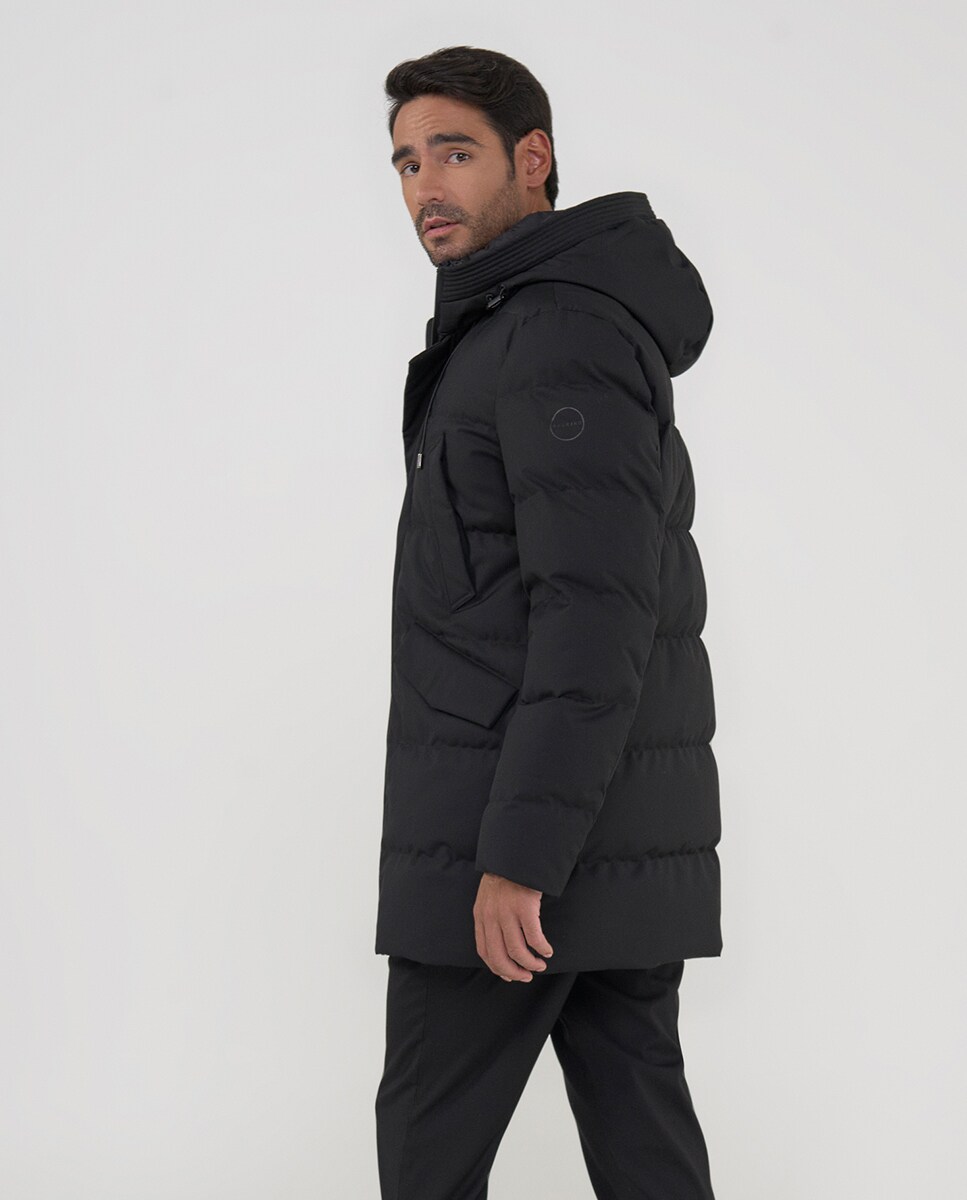 Parka Acolchoada Cromdaltex® em Tecido com Efeito de Lã Impermeável e Transpirável Preto-2