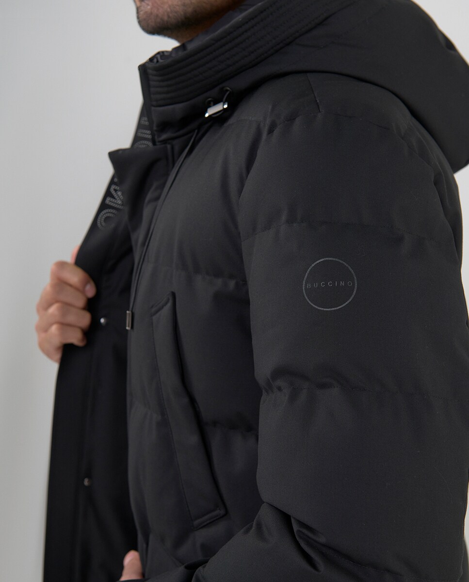 Parka Acolchoada Cromdaltex® em Tecido com Efeito de Lã Impermeável e Transpirável Preto-3