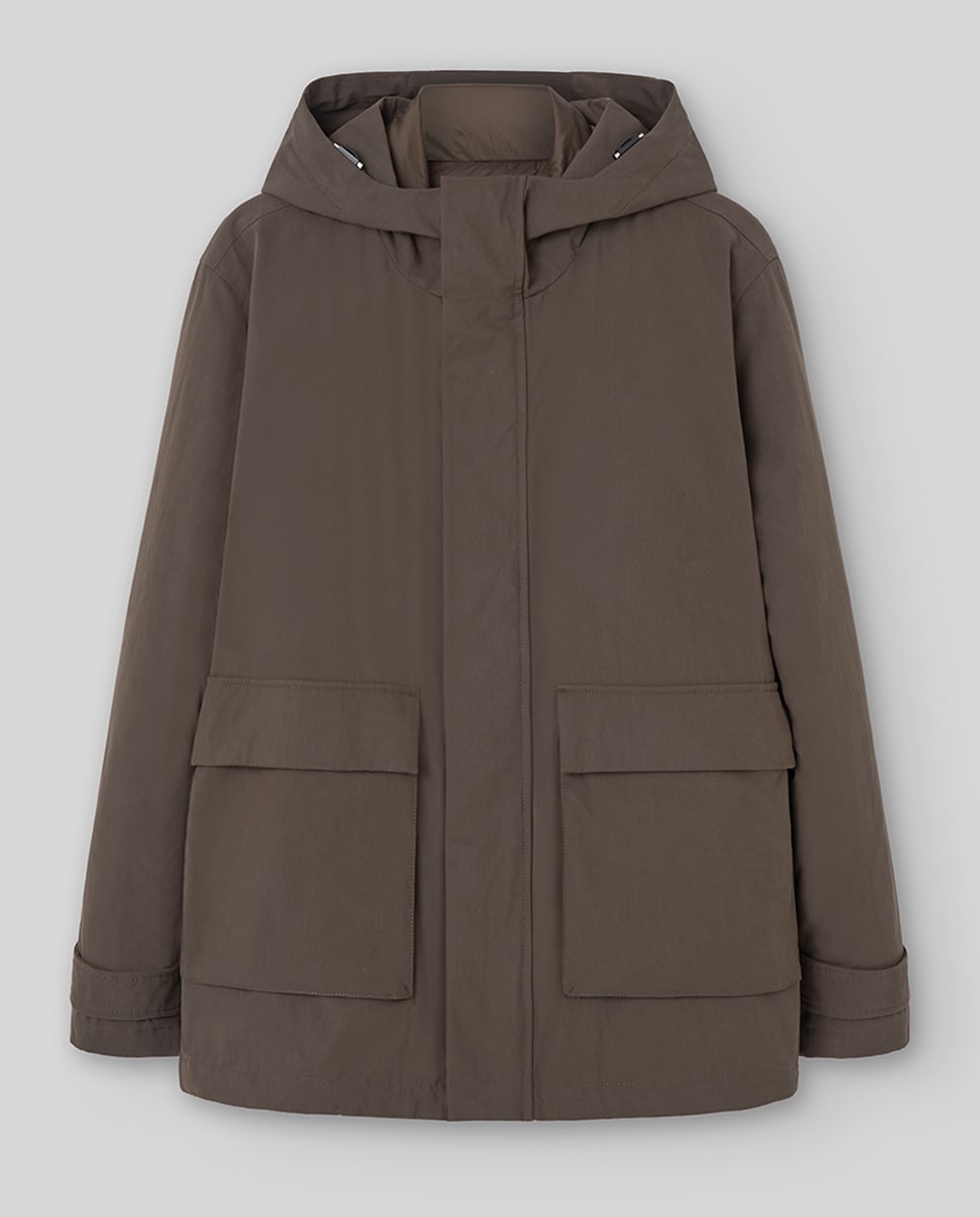 Parka 3 em 1 de Algodão com Peça Acolchoada no Interior Caqui-4