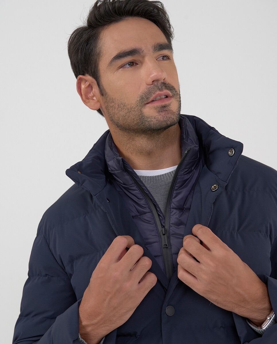Casaco Tipo Blazer Acolchoado em Tecido Cromdaltex® Impermeável e Transpirável Azul-marinho-3