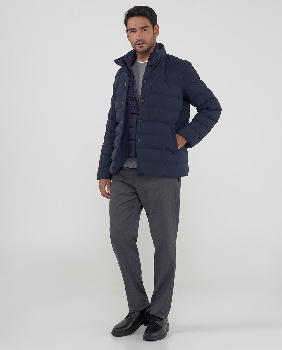 Casaco Tipo Blazer Acolchoado em Tecido Cromdaltex® Impermeável e Transpirável Azul-marinho-6