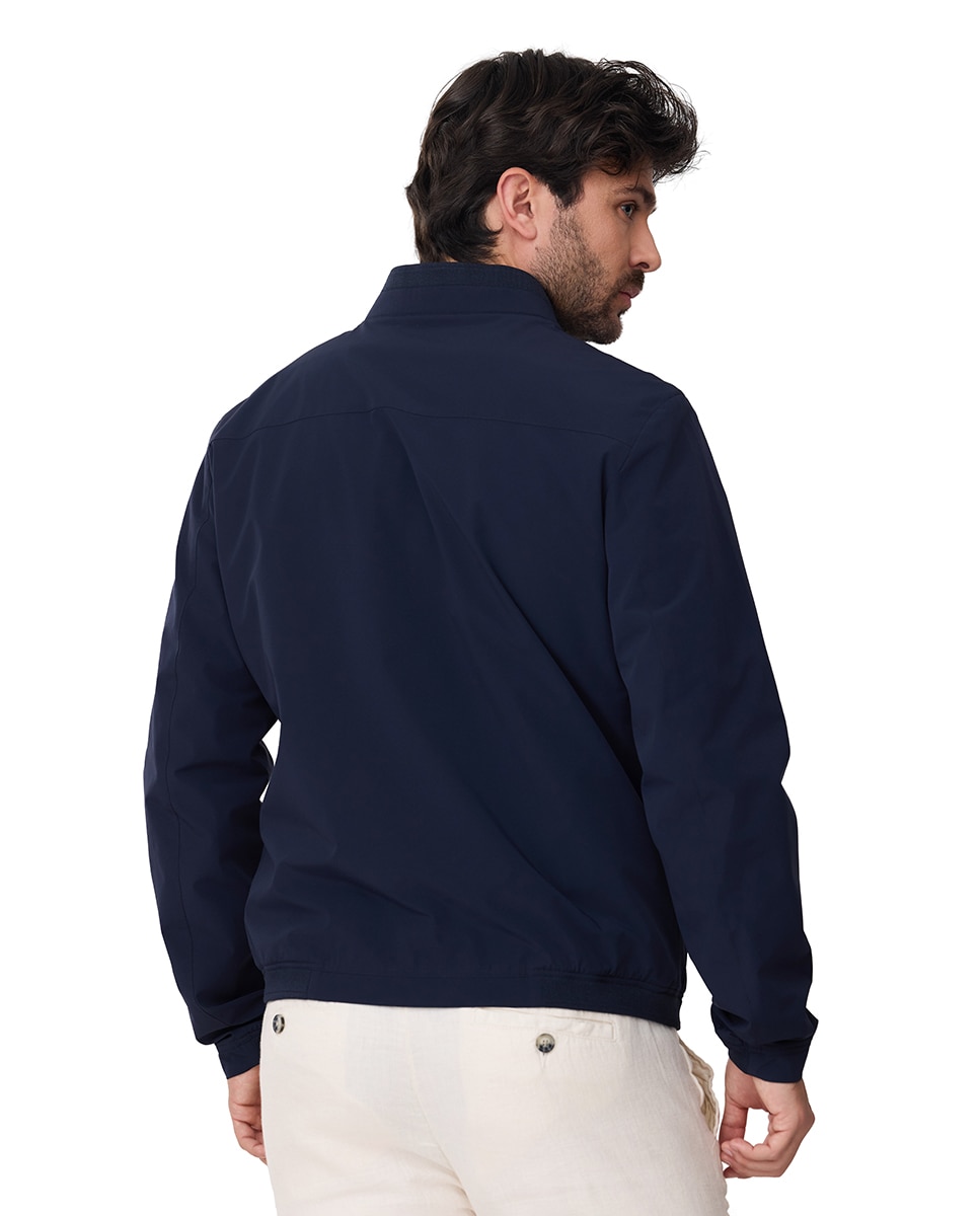 Blusão Bomber Cromdaltex com Gola de Malha Azul-marinho-2