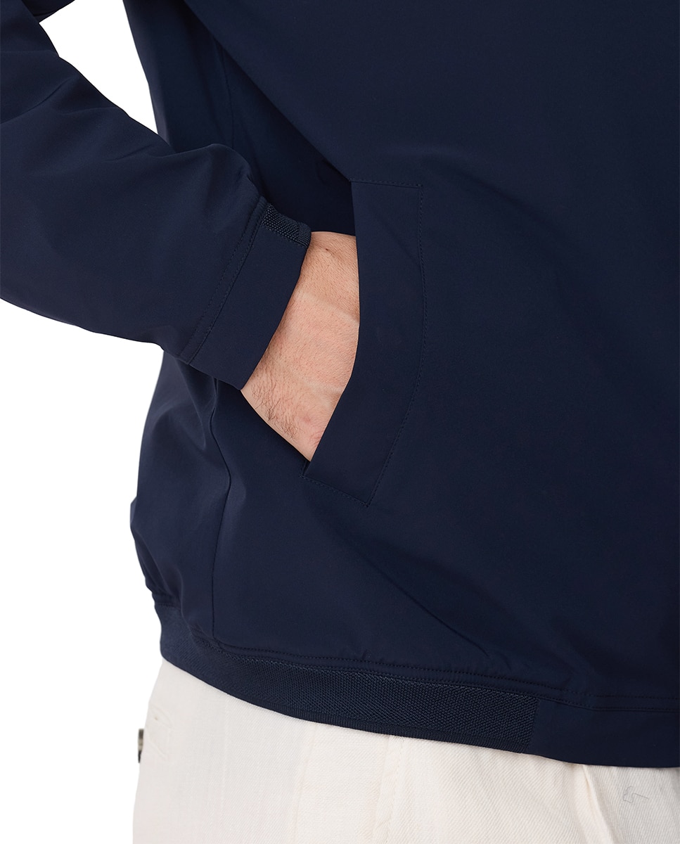 Blusão Bomber Cromdaltex com Gola de Malha Azul-marinho-3