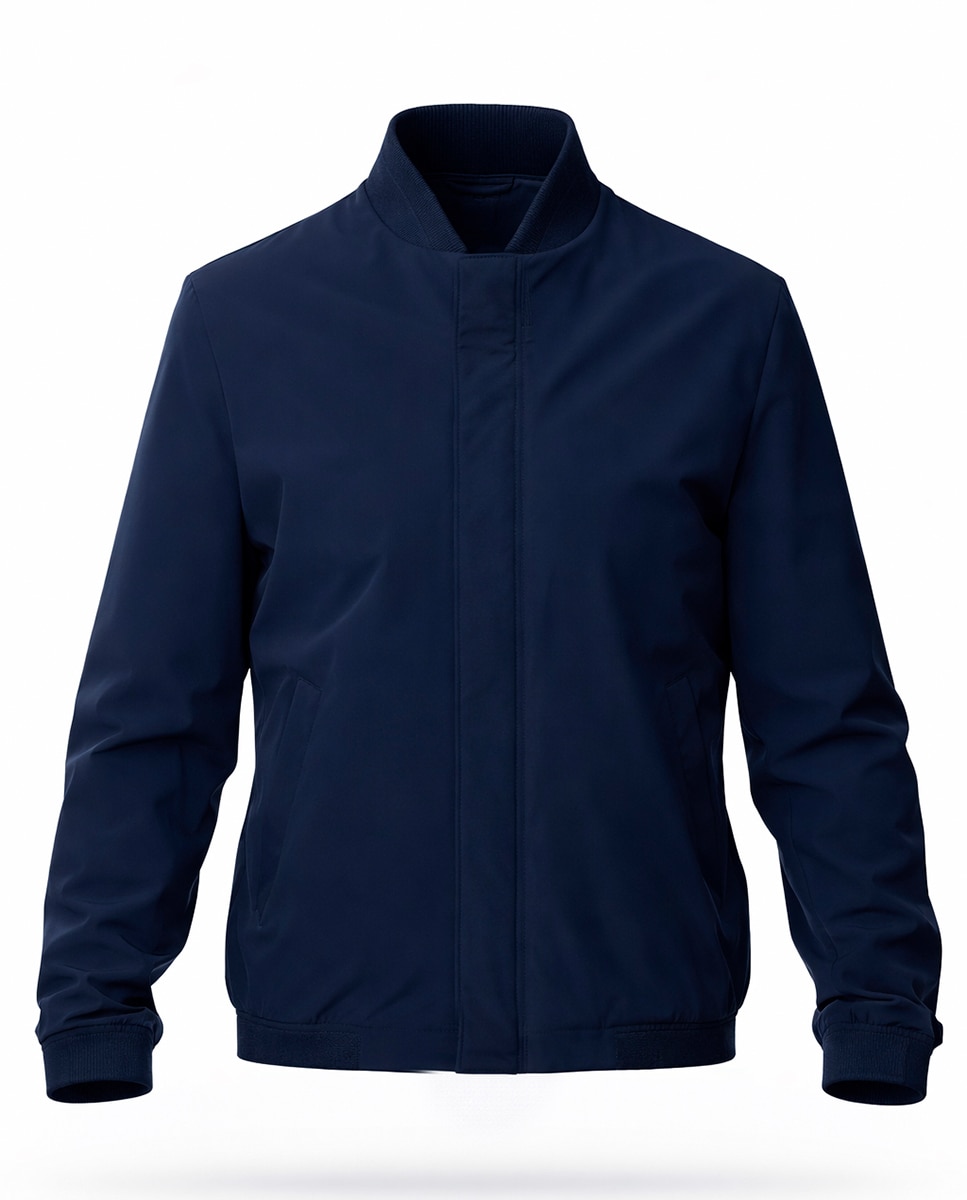 Blusão Bomber Cromdaltex com Gola de Malha Azul-marinho-5