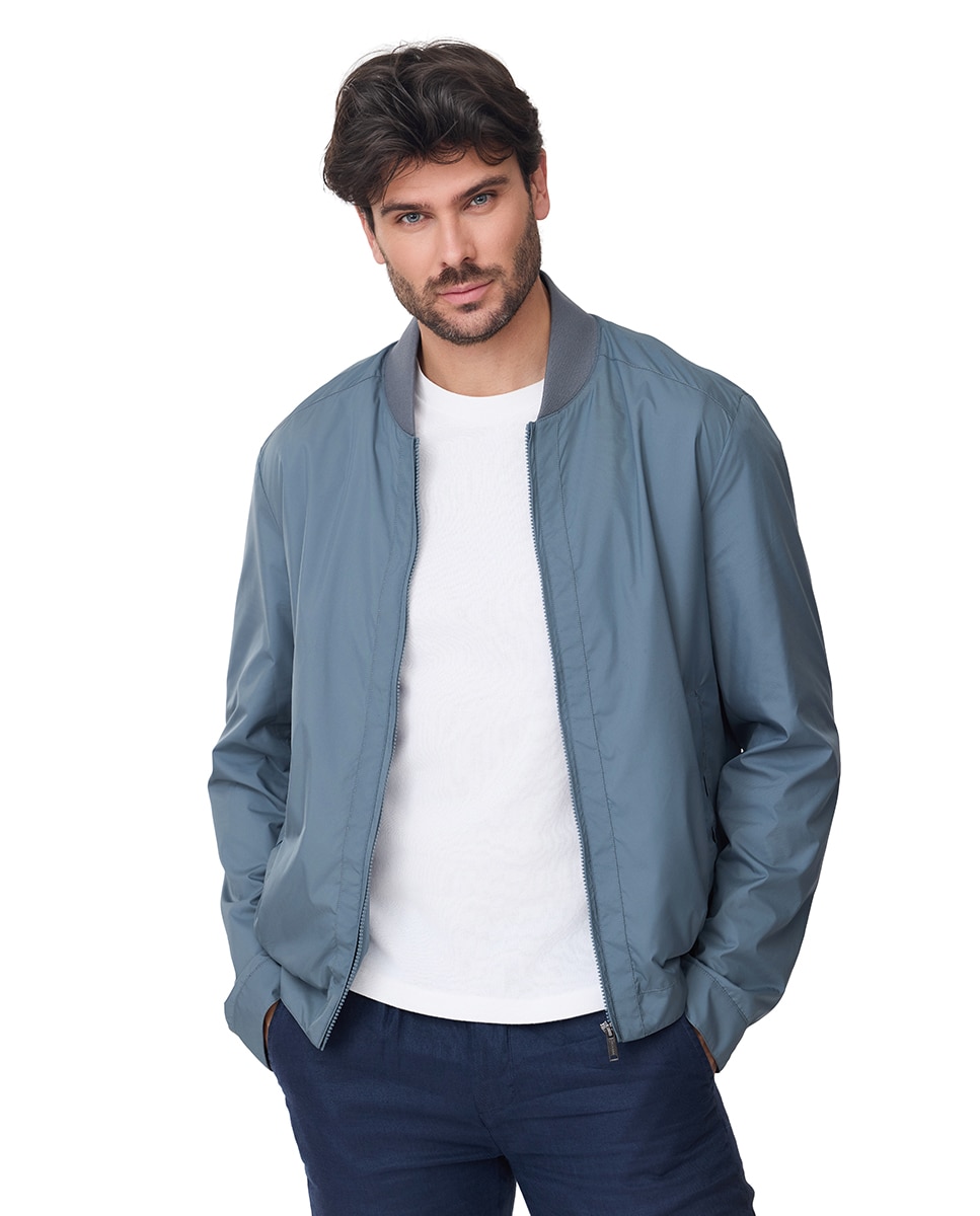 Imagem 0 de Blusão Bomber de Microfibra com Gola de Malha