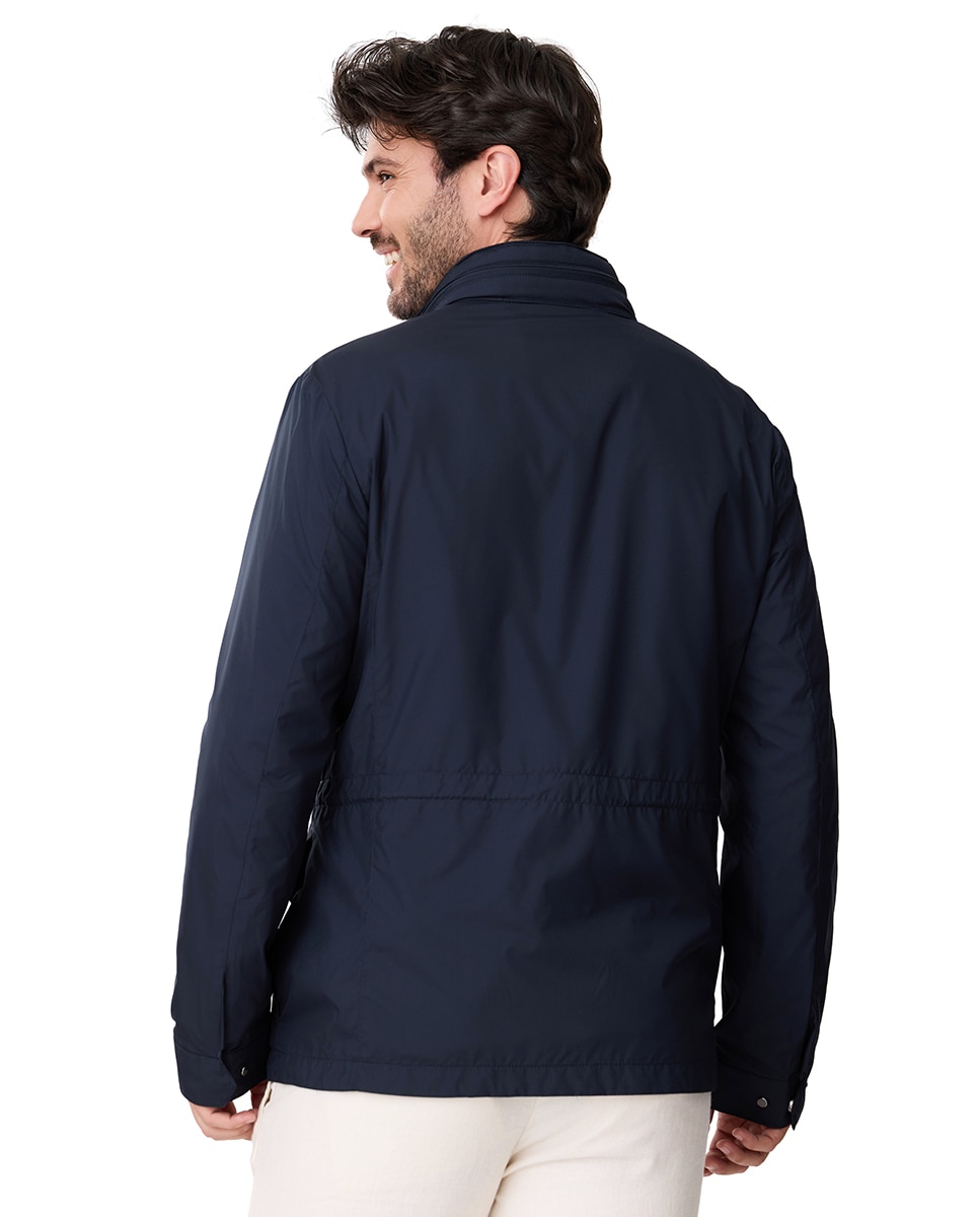 Parka de Microfibra com Capuz Oculto Azul-marinho-2