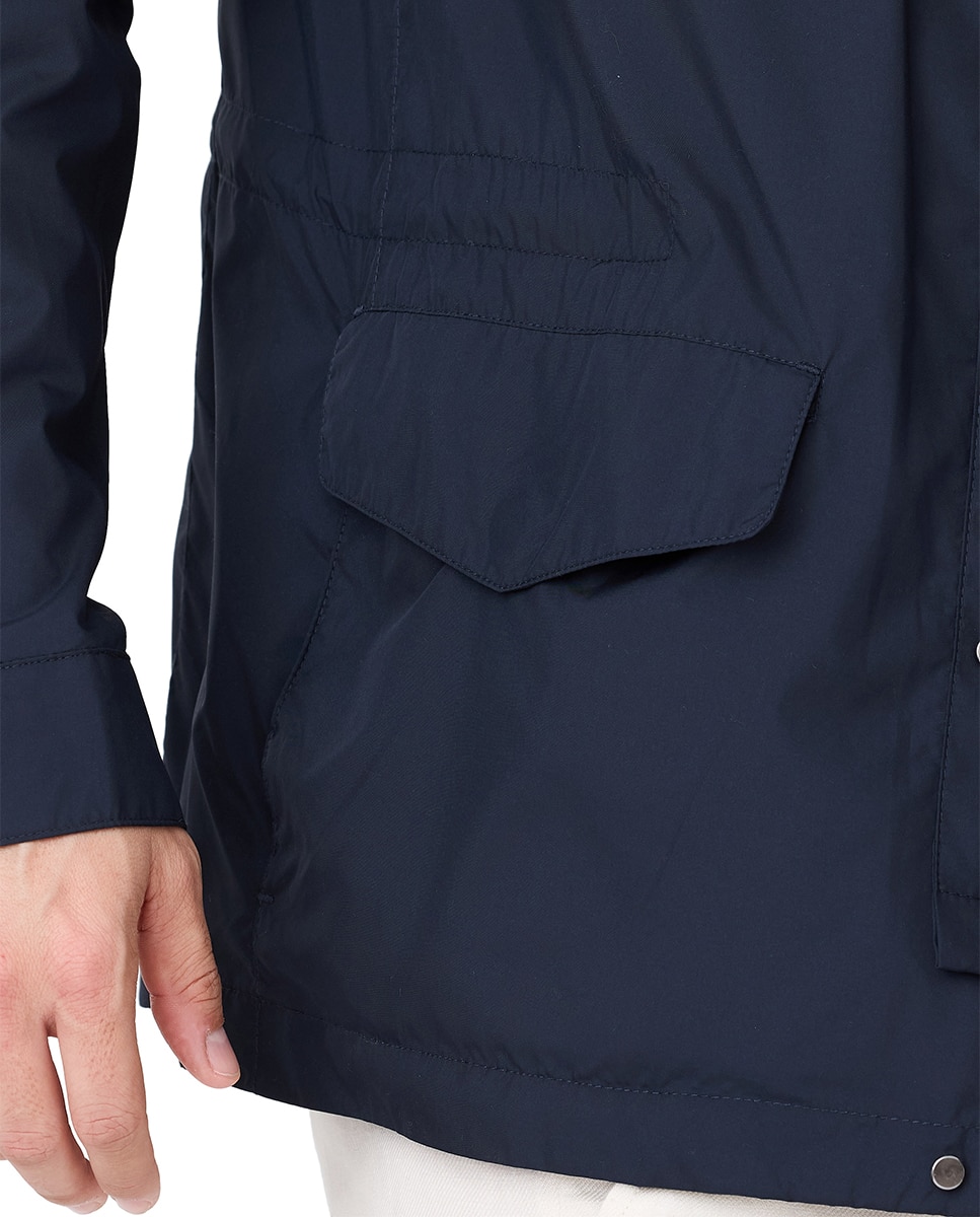 Parka de Microfibra com Capuz Oculto Azul-marinho-4