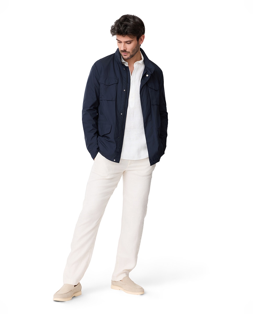 Parka de Microfibra com Capuz Oculto Azul-marinho-7