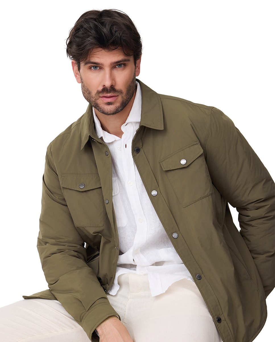 Sobrecamisa em Tecido Técnico Caqui-4