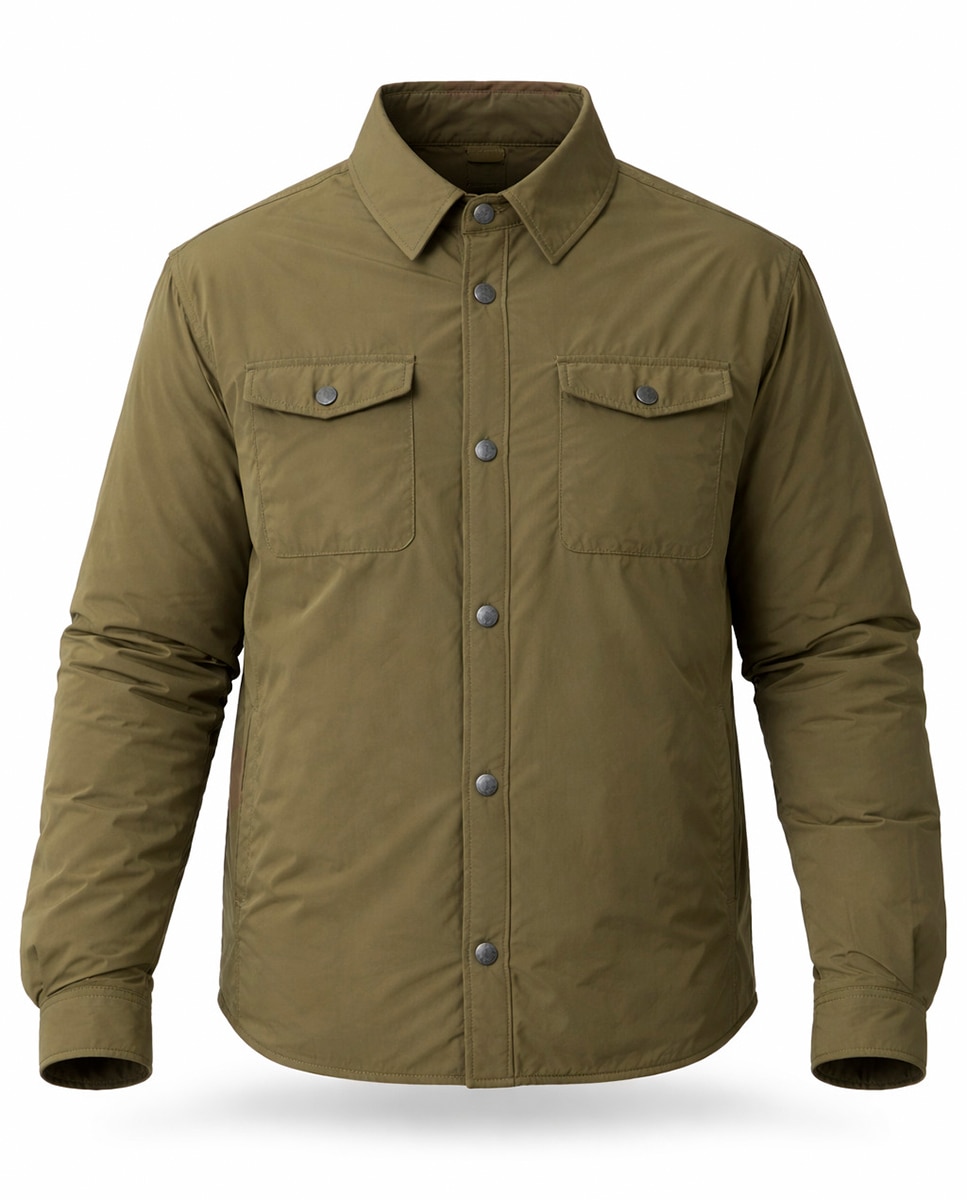 Sobrecamisa em Tecido Técnico Caqui-5