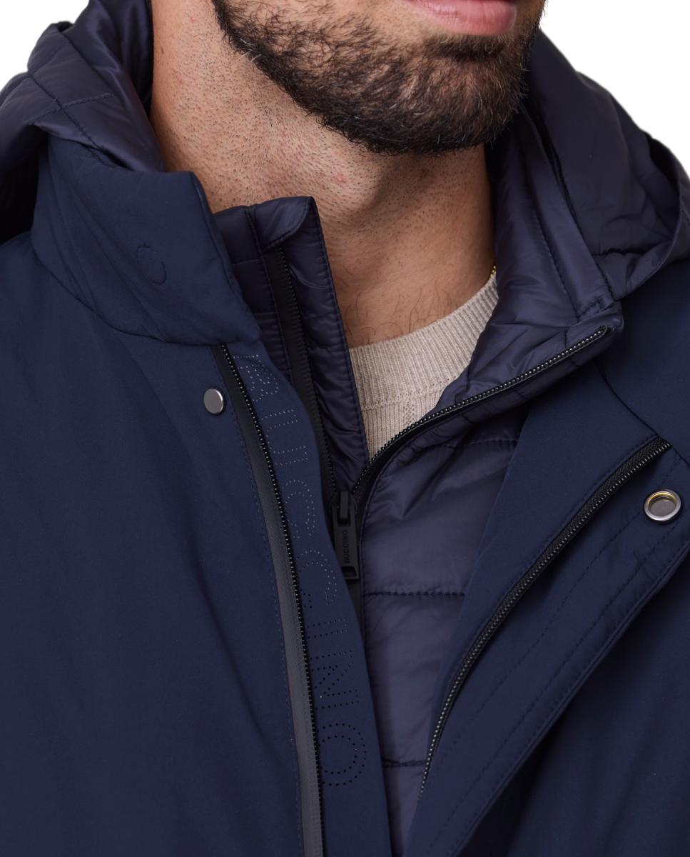 Parka Lisa em Tecido Cromdaltex® Impermeável e Transpirável com Peito e Capuz Desmontável Azul-marinho-3